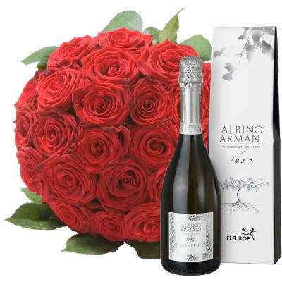 Pearl of Roses in Red with Prosecco Albino Armani DOC 75cl : Gift/Send  Interflora Gifts Online ID1089813 |