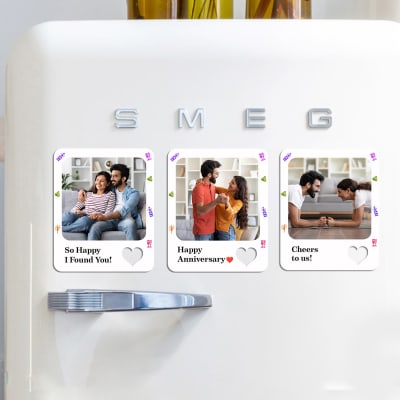 Personalized Anniversary Fridge Magnet Trio