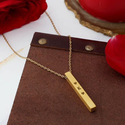 Personalized Cuboid Pendant Yellow Gold: Gift/Send Valentine's Day Gifts Online M11153350 |IGP.com