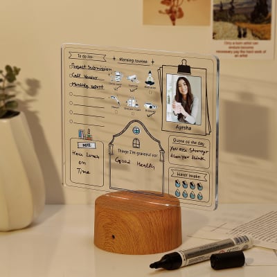 Personalized Daily Journal LED Lamp With Wooden Base