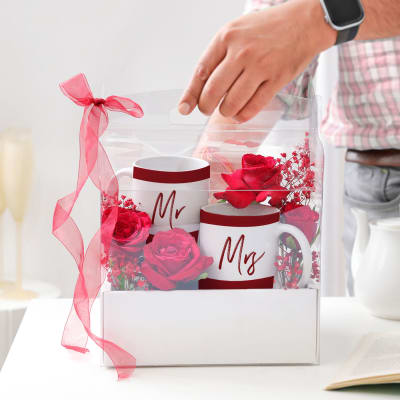 Personalized Mr. And Mrs. Mugs With Blooms