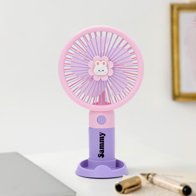 Personalized Portable Hand Fan - Purple