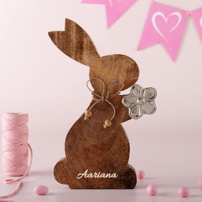 Personalized Wooden Easter Bunny Showpiece: Gift/Send Home and Living ...