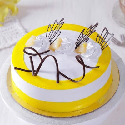 Online Diya Themed Pineapple Cake Delivery : DIZOVI Bakery