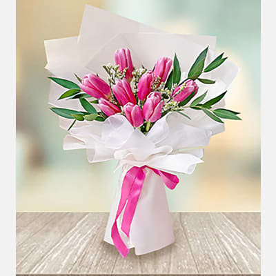 Buy/Send Pink n Bright Tulip Bouquet Online | IGP | JVS1202045