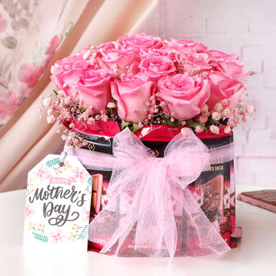 Cream And Pink Flower Chocolate Bouquet, For Gift