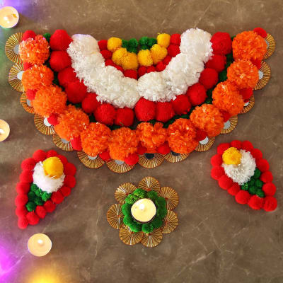 Pompom Work Designer Rangoli: Gift/Send Diwali Gifts Online J11120797 |IGP. com