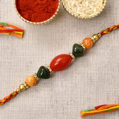 Premium Colored Stone and Beaded Rakhi