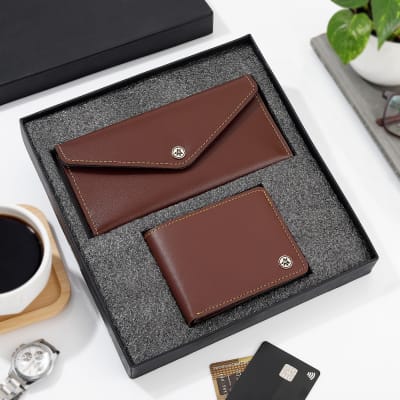 Premium Vegan Leather Couple Wallet Gift Set