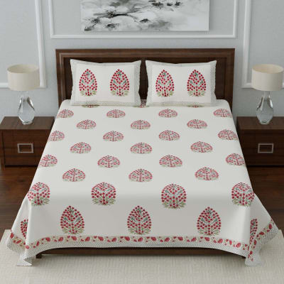 Rajasthani Block Printed Double Bedsheet With Pillow Covers Gift Send Home And Living Gifts Online J11120601 Igp Com