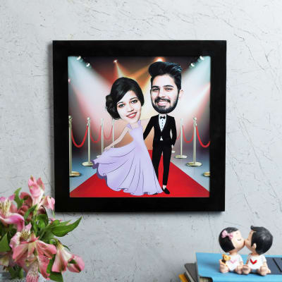 Red Carpet Couple Personalized Caricature Frame