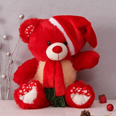 dark red colour teddy bear