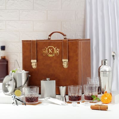 Refined Temptations Personalized Portable Bar Set - Tan