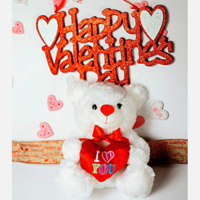 Romantic Teddy Bear With Valentines Day Wall Decor: Gift/Send Valentine's Day Gifts Online US1021738 |IGP.com