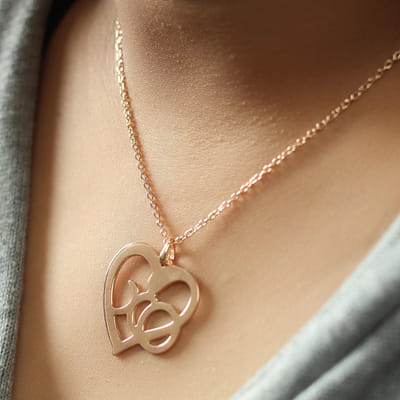 Rose Gold Finish Heart Shape Pendant 