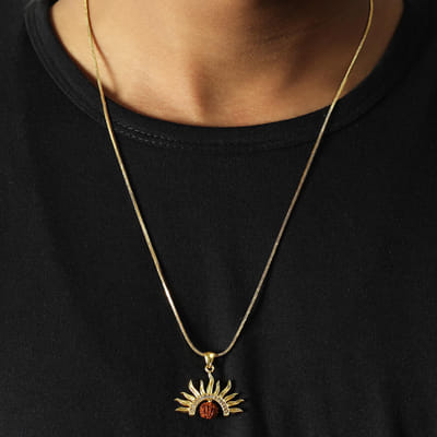 Rudraksha \u0026 Sun Engraved Oxidised Gold 