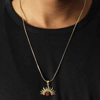 mens gold sun pendant