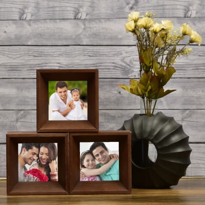 Set Of 3 Personalized Photo Frame With Bud Vase Gift Send Home