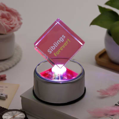 Siblings Forever Personalized LED Crystal Cube