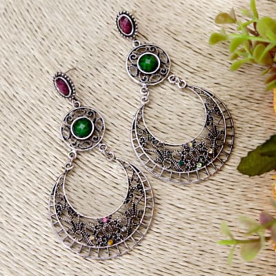 Imitation Jewellery Online Bridal Fashion Jewelry Silver Oxidized Danglers