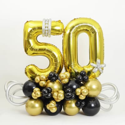 Striking Glamour - Balloon Arrangement - Gold And Black