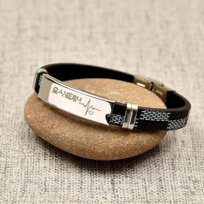 lagofit Personalized Leather Bracelet for Men Custom  Ubuy India