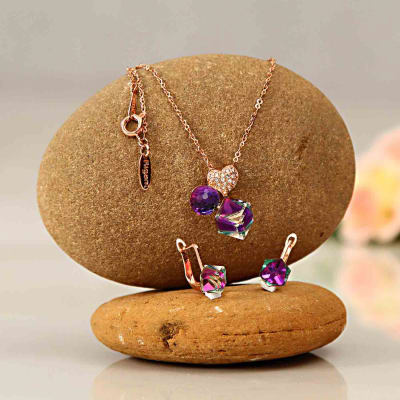 swarovski necklace purple stone