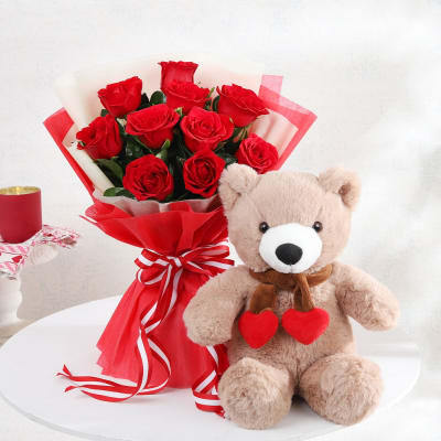 Buy/Send Teddy and Roses Gift Combo Online | IGP | JVS1202270