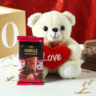 big teddy bear and chocolates for valentine's day