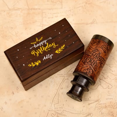 Telescope (6 Inch) in Personalized Wooden Birthday Box