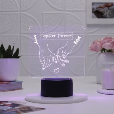 Together Forever Personalized LED Lamp - Black Base