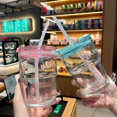 Elegant Glass Tumbler with Eco-Friendly Glass Straw