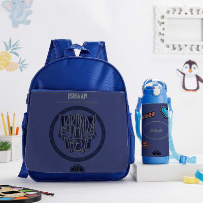 Wakanda Forever Logo - Bag And Bottle Combo - Personalized - Blue