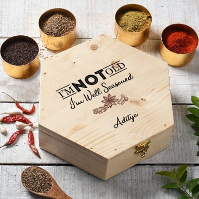 Well Seasoned Personalized Wooden Masala Box