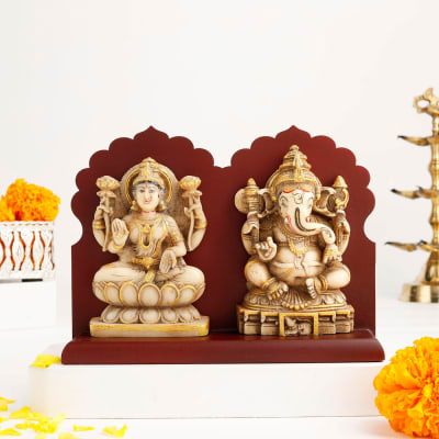 White And Gold Laxmi Ganesha Idols