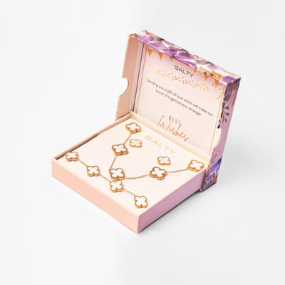 Buy/Send White Dove Clover Affair Jewellery Set Of 4 Online | IGP