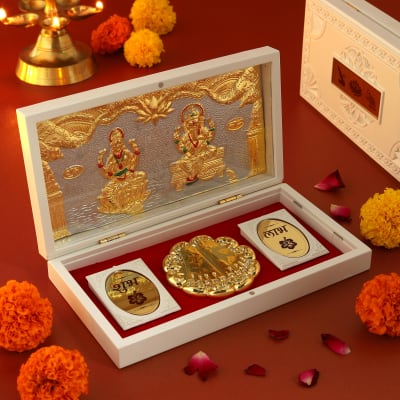 Buy/Send White Laxmi Ganesh Charan Paduka Box Online | IGP | JVS1189252