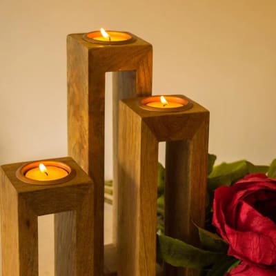 Buy/Send Wooden Tealight Stand Hollow Set Of 3 Online | IGP | JVS1232731