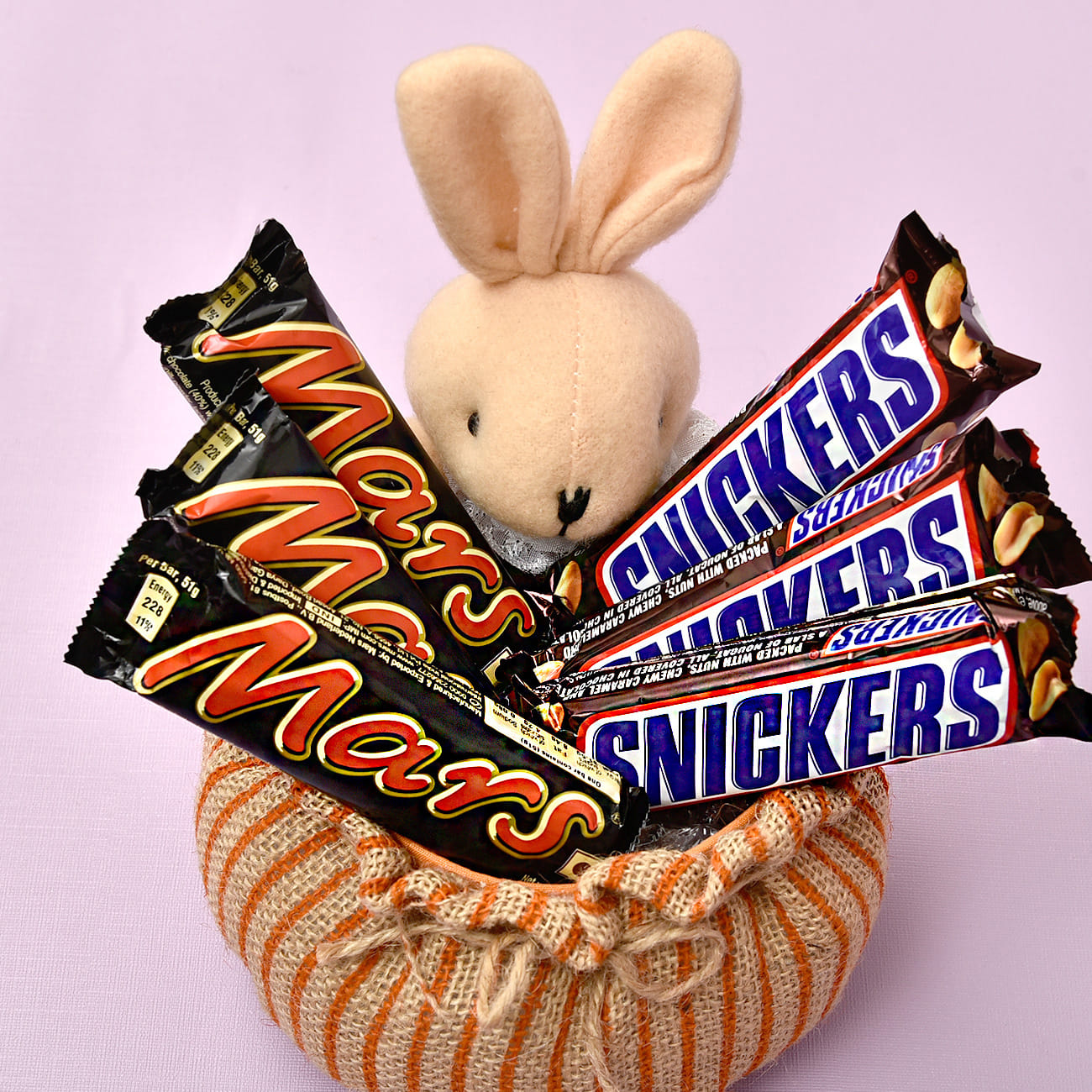 Assorted Teddy Basket Full of Chocolate Bars