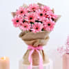 Gift Blissful Red Velvet Cake With Pink Gerberas Bouquet