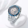 Gift Blue Gold Dial Metal Strap Watch For Men