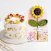 Charming Cake And Crochet Sunflower Gift Combo