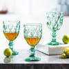 Gift Checked Chalice Wine Goblets - Green - Set Of 4