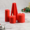 Cranberry Red Christmas Pillar Candles - Set Of 4 Online