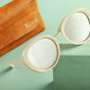 Cream Round Sunglasses with Personalized Case Online