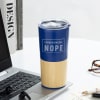 Buy Current Mood: Nope - Personalized Blue Tumbler With Wooden Base