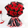 Gift Decadent Chocolate Truffle Cake And Red Roses Bouquet Combo