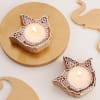 Eco-friendly Diya-Shaped Candle Holder With Tea Light Candle - Set Of 2 Online