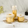 Elegant Cinnamon Roll White Gold Pillar Candles - Set Of 3 Online