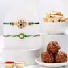 Elegant Green Kundan Rakhis Hamper - Set Of 2